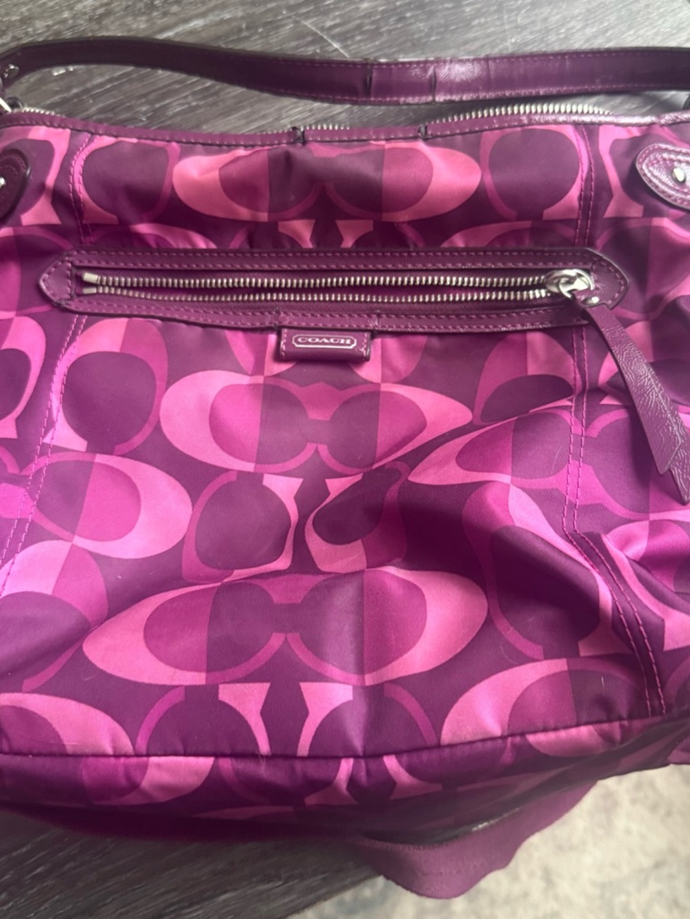Coach Pink Signature Shoulder Bag in Two-Tone Magenta
